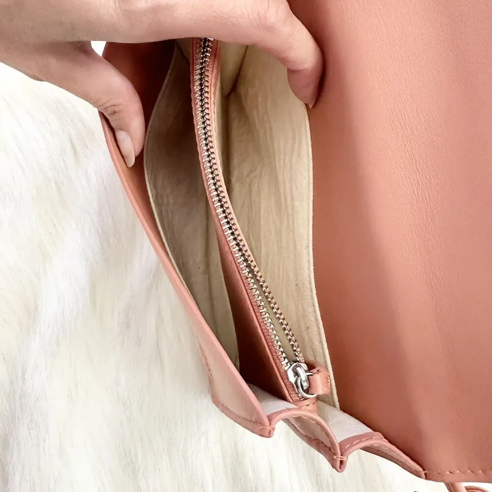 Baggu Leather Compact Purse Crossbody in Terracotta Pink